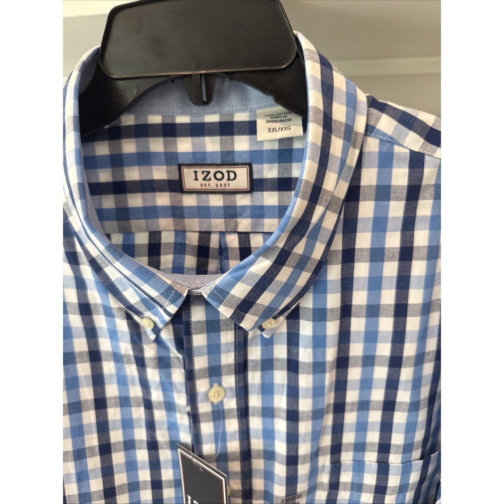 IZOD Mens Long Sleeve XXL Casual Shirt New with Tags Plaid Blue Preppy - Picture 2 of 5